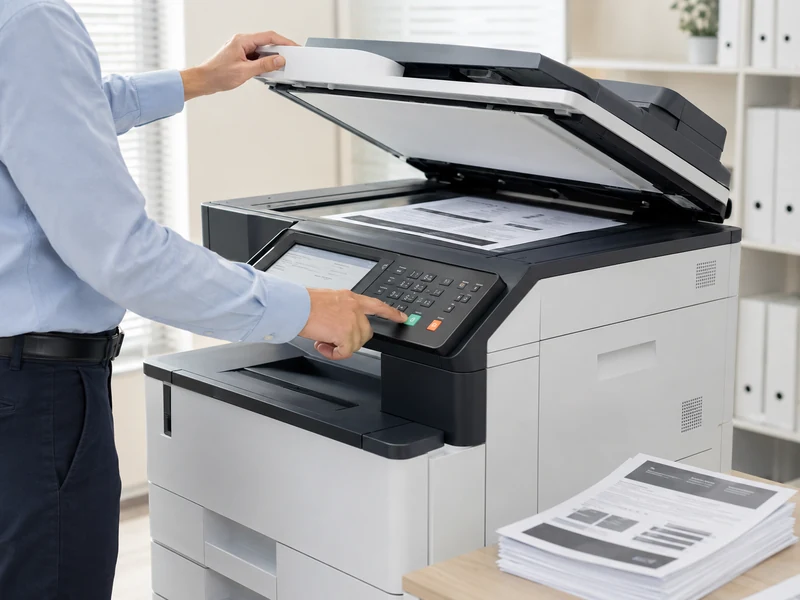Customer using a professional copier for document copying services
