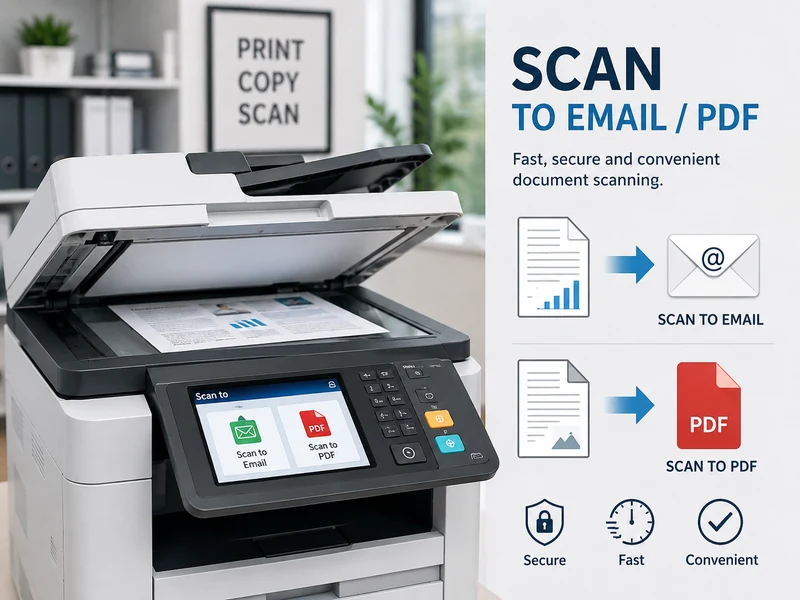 Document scanner used for scan-to-email and PDF scanning services